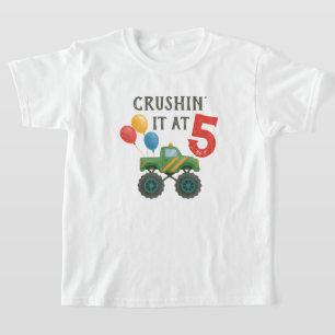 Monster Truck Watercolor Kids Birthday Party T-Shirt