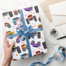 Monster Truck Wrapping Paper, Big Wheel Truck Gift