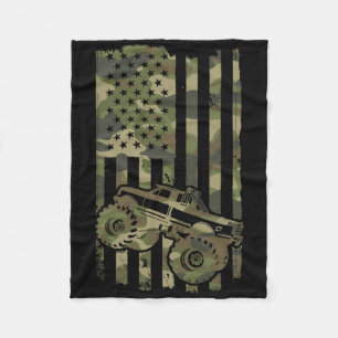 Monster Trucker Retro Monster Truck Usa Flag 4th J Fleece Blanket