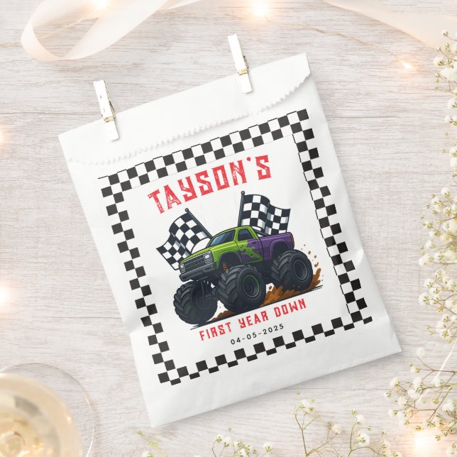 Monster Trucks 1st Birthday Party  Favour Bag (Clipped)