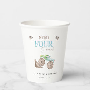 Monster Trucks 4th Birthday Paper Cup