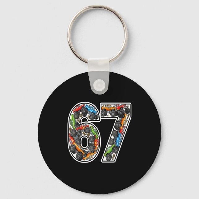 Monster Trucks 67 Meme Funny Design For Boys Kids  Keychain (Front)