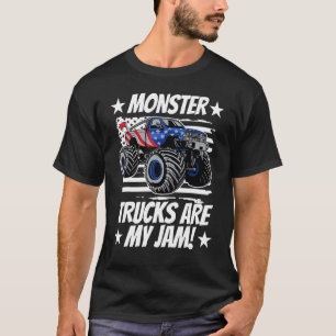 Monster Trucks Are My Jam American Flag Usa Patrio T-Shirt