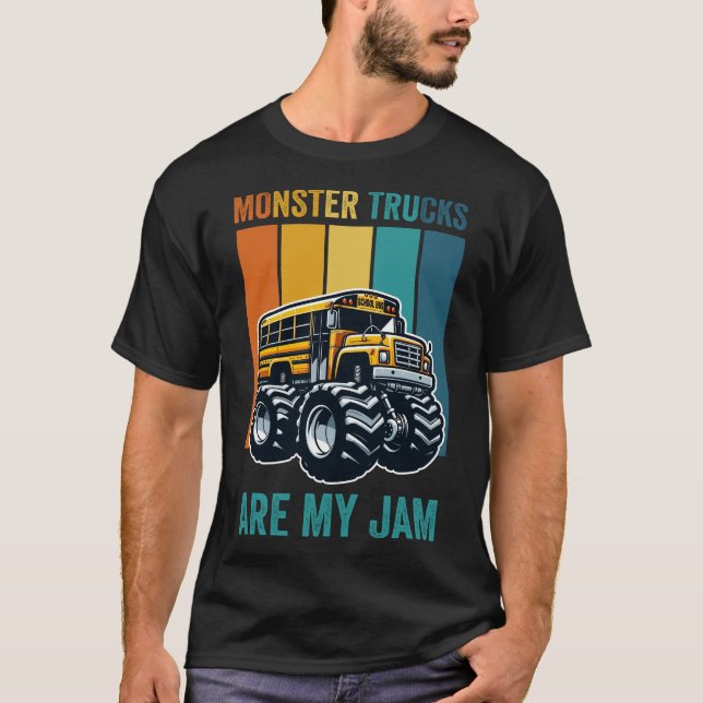 Monster Trucks Are My Jam Funny SchoolBus T-Shirt (Front)