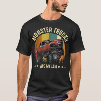 Monster Trucks Are My Jam Vintage Retro Forest Cla T-Shirt