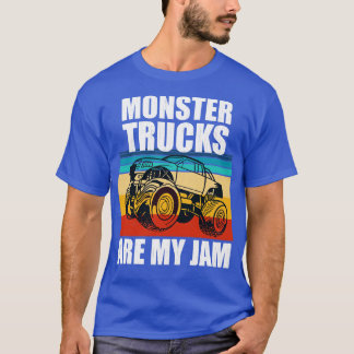 Monster Trucks Are My Jam Vintage Retro Sunset T-Shirt