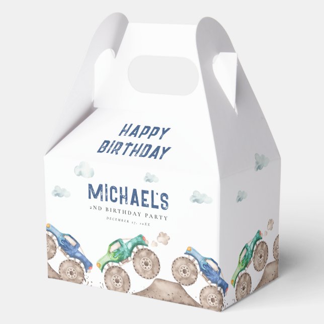 Monster Trucks Birthday  Favor Box (Back)
