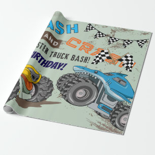 Monster Trucks Boy Birthday Party  Wrapping Paper