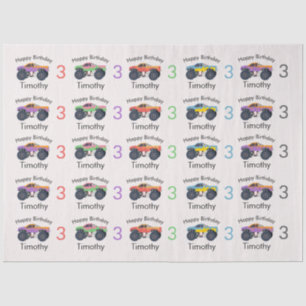 Monster Trucks Boy's Name & Age Birthday Tissue Paper