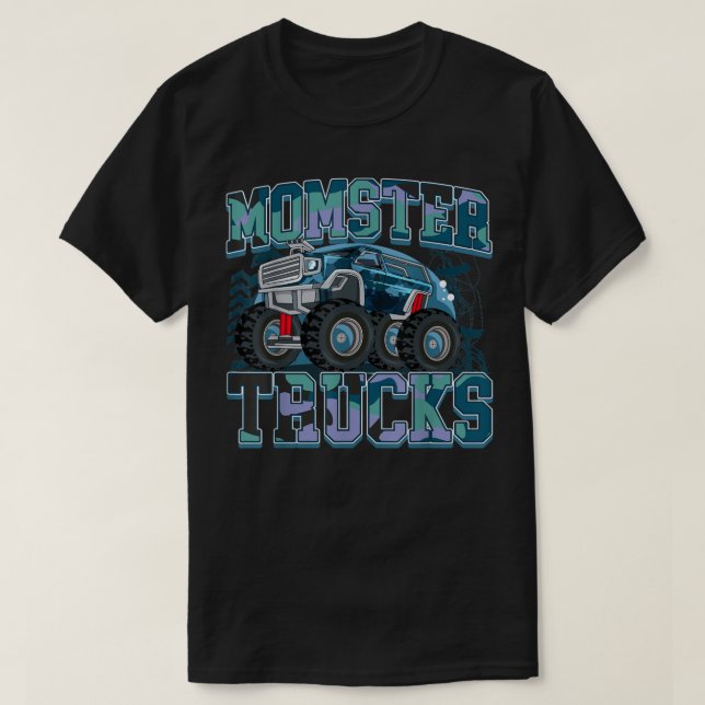 Monster Trucks Funny Camouflage Birthday Party  T-Shirt (Design Front)