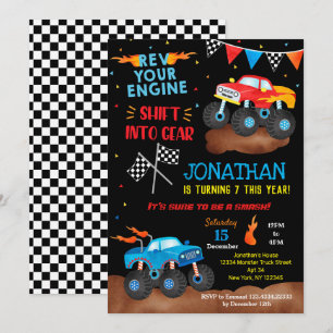 Monster Trucks Invitations d'anniversaire pour gar