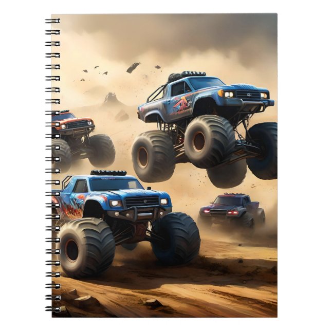 Monster Trucks Racing In The Desert, Notebook (Front)