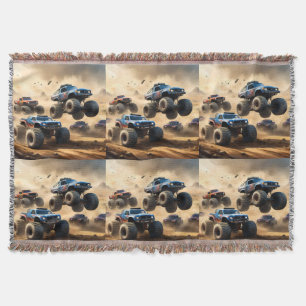 Monster Trucks Racing In The Desert, Throw Blanket