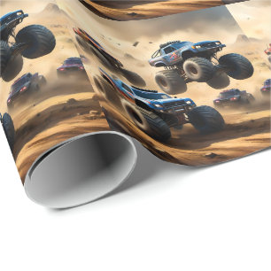 Monster Trucks Racing In The Desert, Wrapping Paper