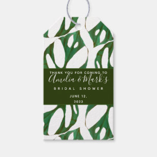Monstera Adansonii Leaf Bridal Shower Square Stick Gift Tags
