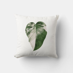 Monstera Albo Heart — Home Decor Real Plant Art Throw Pillow