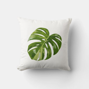 Monstera Albo Leaf — Botanical Home Decor Throw Pillow