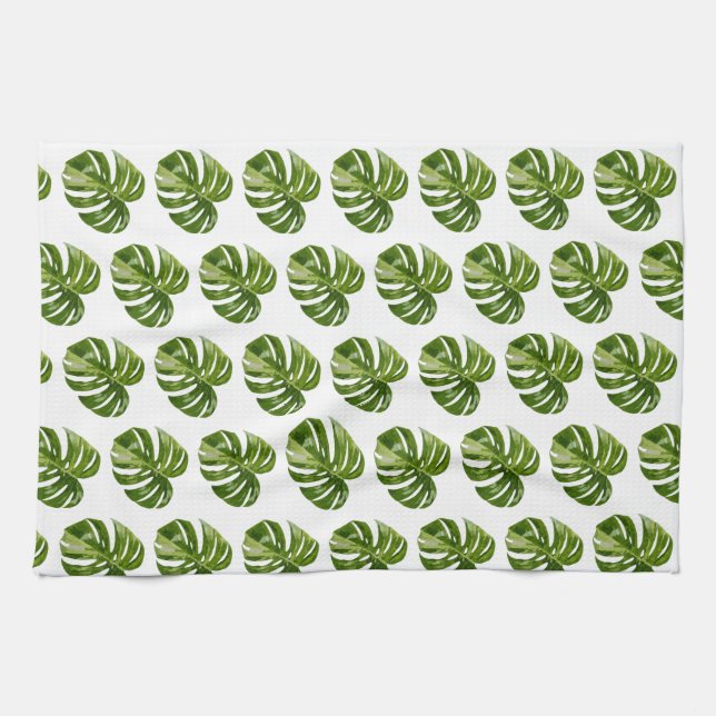 Monstera Albo Tropical Kitchen Decor Kitchen Towel (Horizontal)