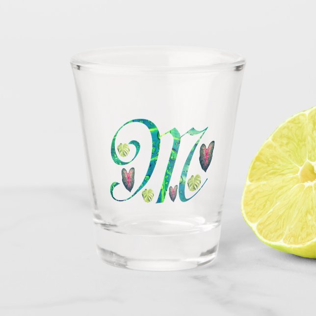 Monstera Alphabet "M"  Shot Glass (Front)