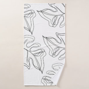 Monstera Black White Botanical Wedding Bath Towel