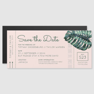 Monstera Blush Boarding Pass Magnet Enregistrer la