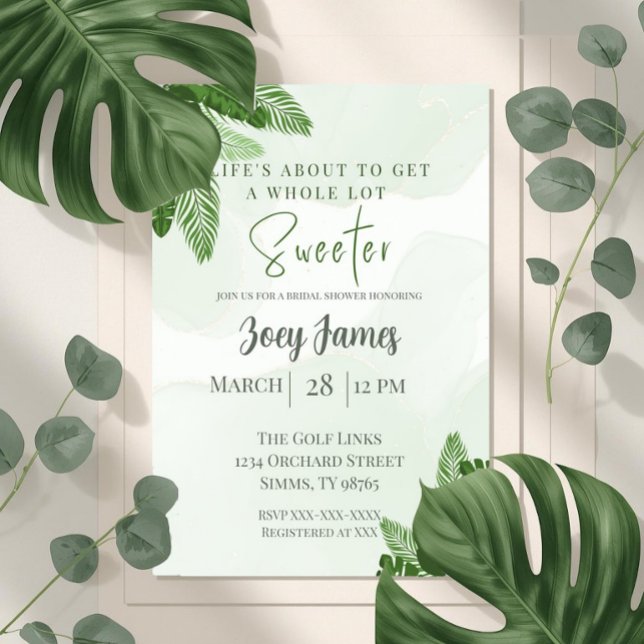Monstera Bridal Shower Invitation Tropical Greener (Créateur téléchargé)