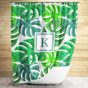Monstera Deliciosa Plant Leaves Pattern Monogram