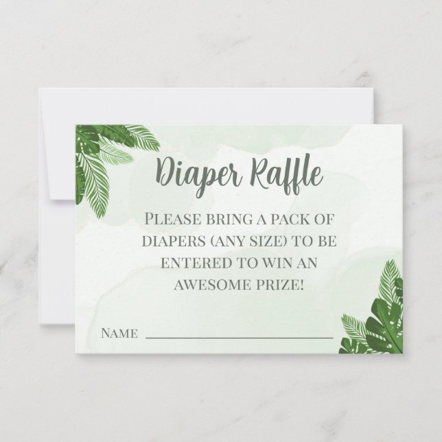 Monstera Diaper Raffle Card Tropical Greenery Pale (Front)