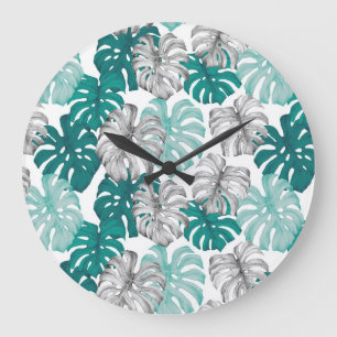 Monstera Duo Tone: Minimal Tropics Large Clock