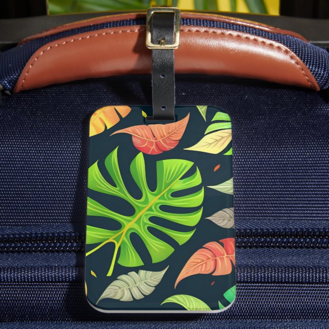 Monstera Fall Luggage Tag (Front Insitu 2)