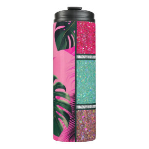 Monstera Faux glitter Thermal Tumbler