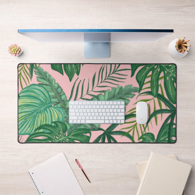 Monstera Ferns Palms Tropical Leafy Rose (Bureau 1)