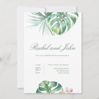 Monstera Feuilles Faire-part de mariage tropical