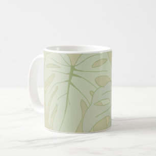 Monstera foliage in soft green  coffee mug