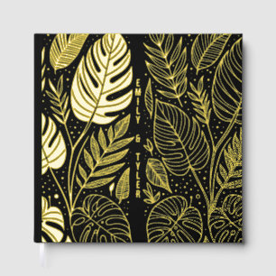 Monstera Gold Foliage Wedding  Guest Book