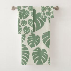 Monstera - Green Bath Towel Set