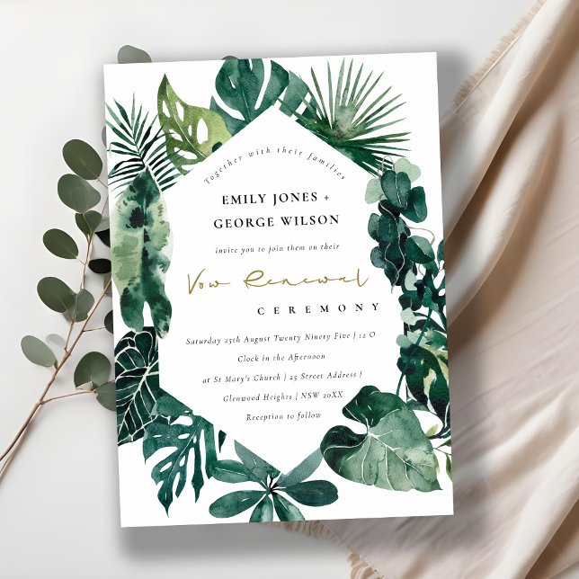 Monstera Green Fauna Hexagonal Vow Renewal Invite (Creator Uploaded)