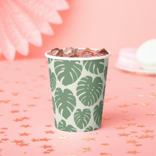 Monstera - Green Paper Cups