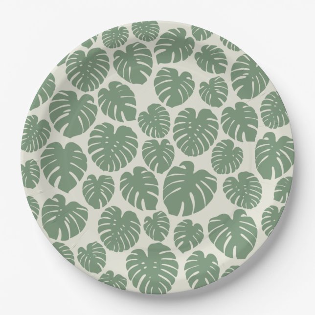 Monstera - Green Paper Plate (Front)