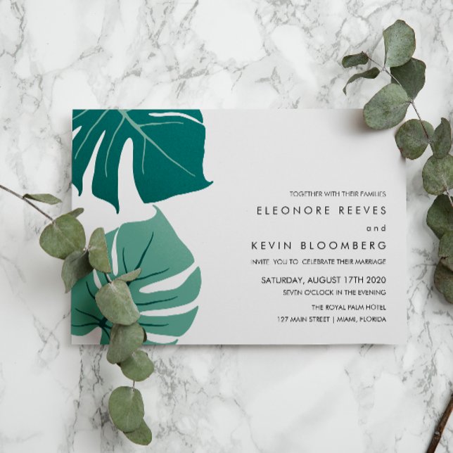 Monstera | Green | Philodendron leaves Wedding Invitation (Creator Uploaded)