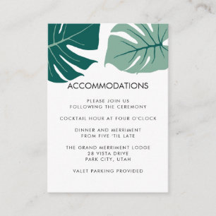 Monstera Green   Wedding Hotel Accommodation Enclosure Card