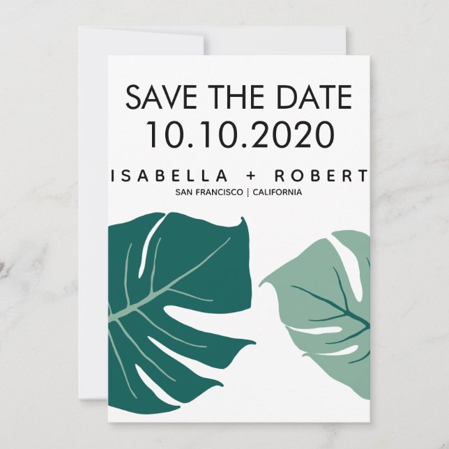 Monstera Green | Wedding Save the Date (Front)