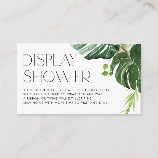 Monstera Greenery Tropical Display Shower Enclosure Card (Front)