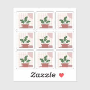 Monstera House Plant Frames Bohemian Sticker