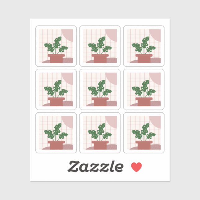 Monstera House Plante encadre Sticker Bohemian (Feuille)