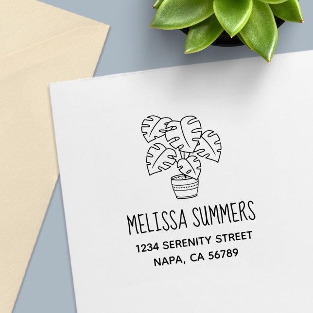 Monstera Houseplant Address Self-inking Stamp (Creator Uploaded)