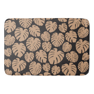 Monstera in Tan and Black Bath Mat