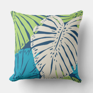 Monstera Jungle Hawaiian Tropical Leaves - Lime Outdoor Pillow