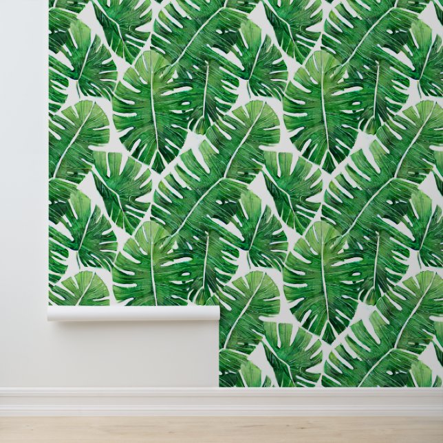 Monstera jungle tropical leaf foliage seamless  wallpaper (Application)
