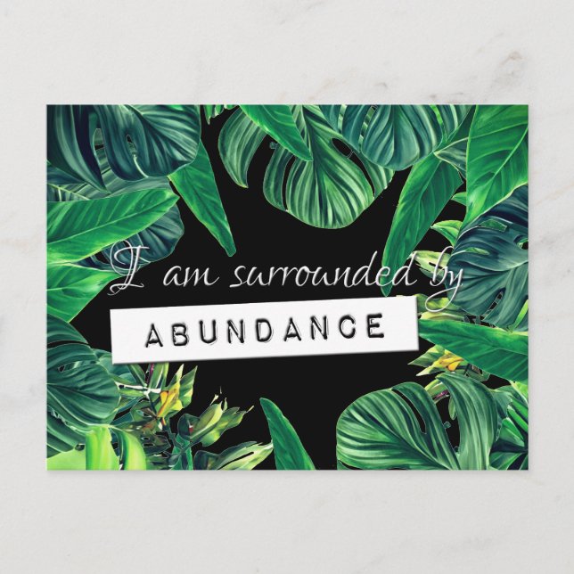 Monstera Law of Attraction Abundance Affirmation Postcard (Front)